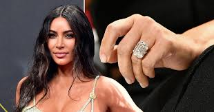 Kim Kardashian proposal ring on display after Kanye West’s proposal Source: Getty Images 