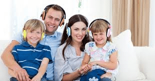 Family listening to music together