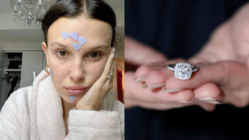 Millie Bobby Brown engagement ring close-up
