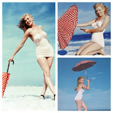 Marilyn Monroe bikini vintage beach photoshoot
