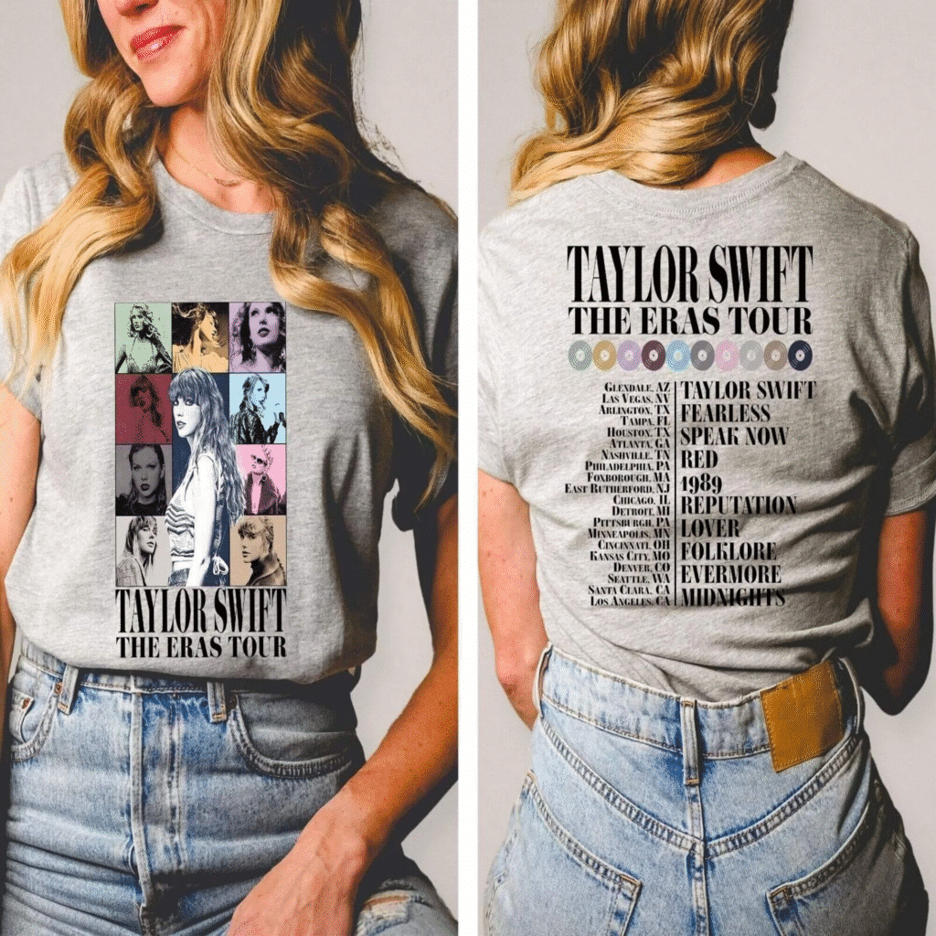 Taylor Swift tee concert merchandise fans wearing shirts

