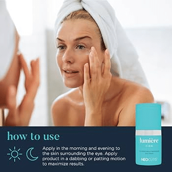 Woman applying Lumiere Eye Cream under her eyes
