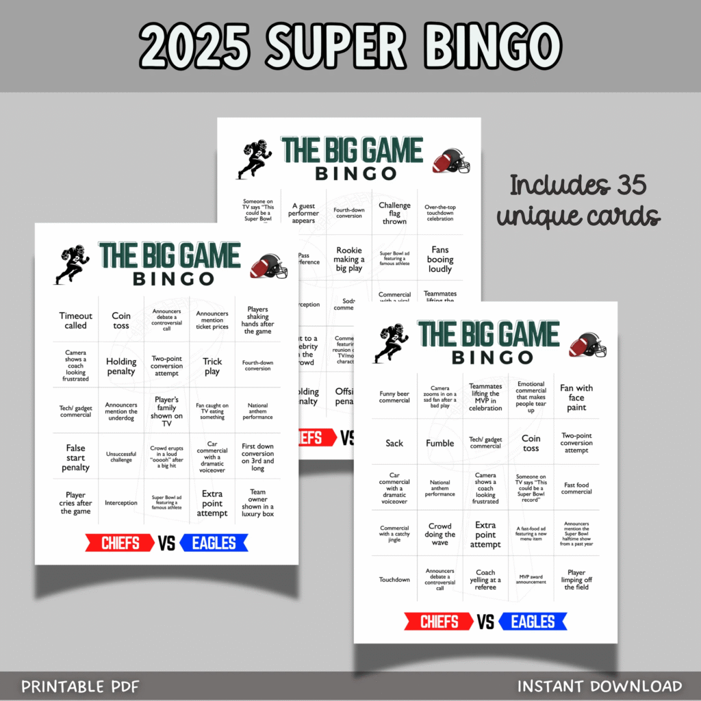 Fans playing Super Bowl Bingo 2025 during the big game 