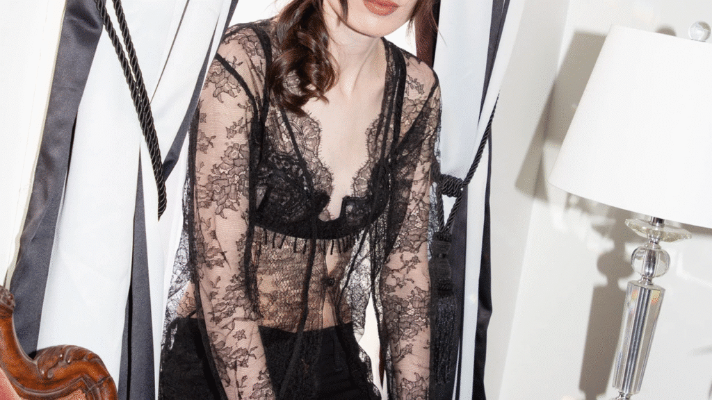lingerie see through lace design on model 
