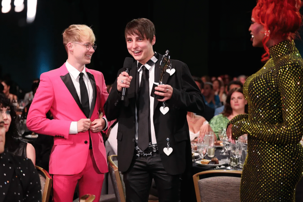 Sam and Colby height comparison in a public event
